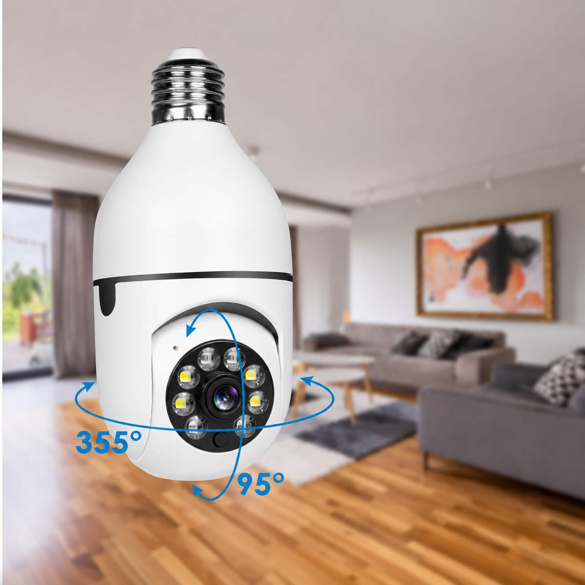 Smart lampe med overvågningskamera – HD-nattesyn og tovejslyd