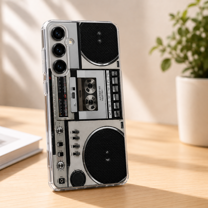 Retro kassetteafspiller-telefonecover til Samsung