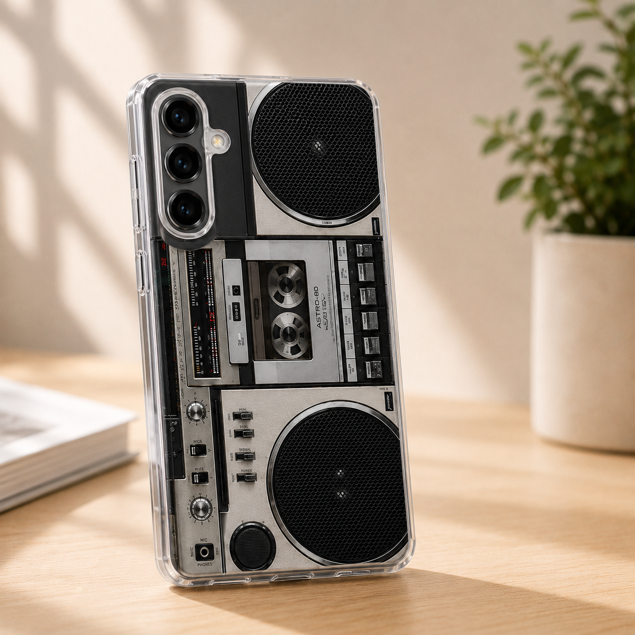 Retro kassetteafspiller-telefonecover til Samsung