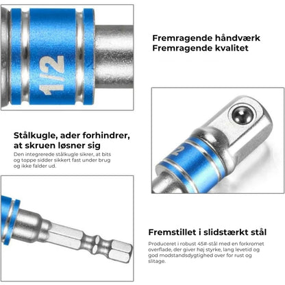 Adaptersæt til boremaskine og topnøgler