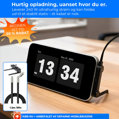 240 W hurtigopladerkabel med 360° roterbar holder