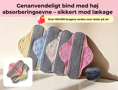 Genanvendelig, lækagefri absorberende bind til kvinder