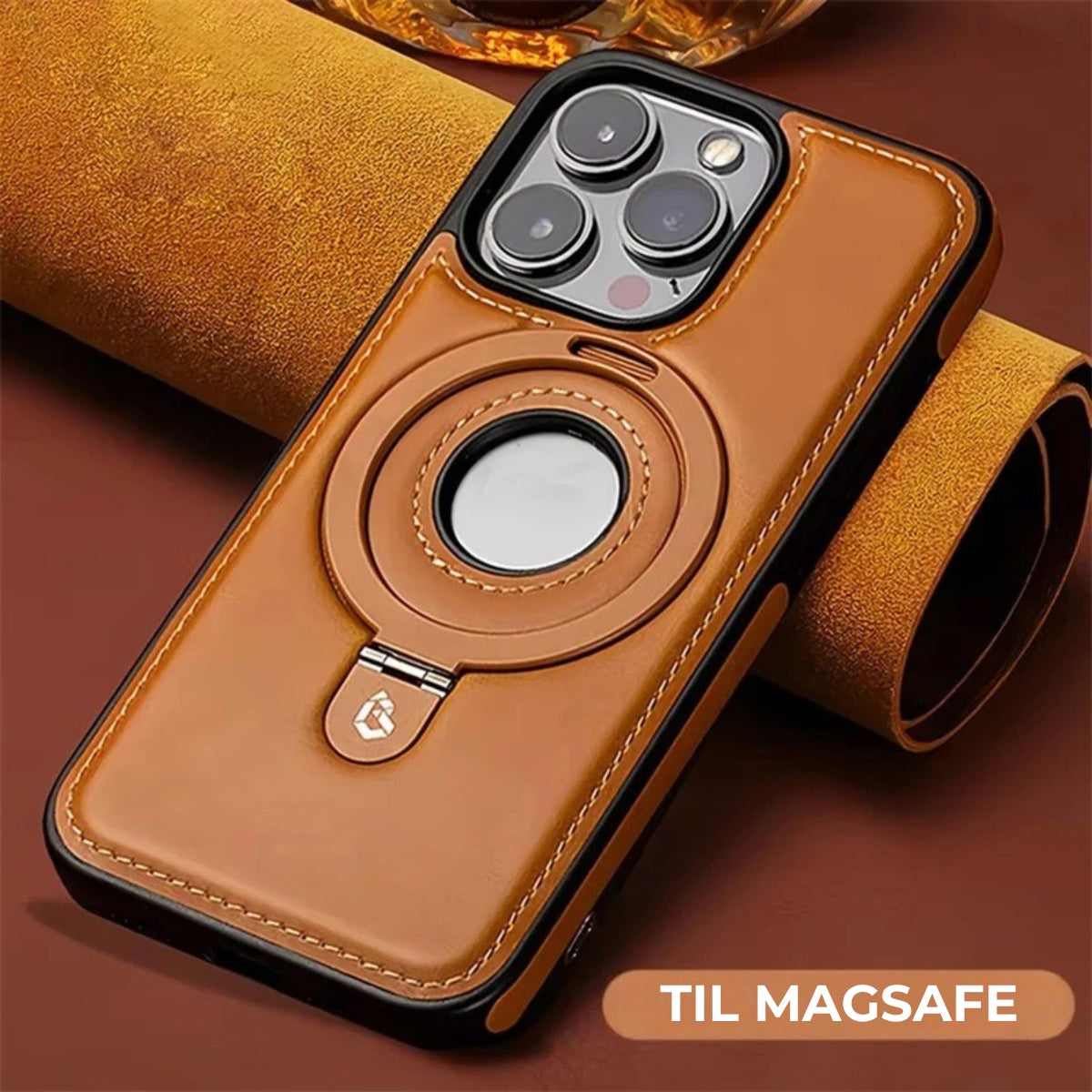 Luksus læder iPhone Cover med indbygget stativ