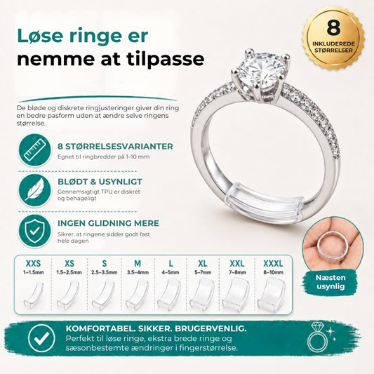 Usynlig ringstørrelsesjusterer – 8 stk.