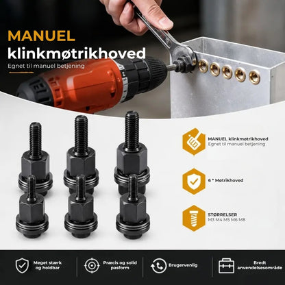 Adaptersæt til skruemøtrikker til boremaskiner og manuel betjening (M3-M8)