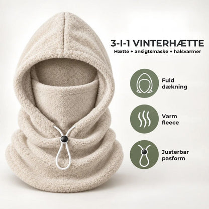 3-i-1 vinterhætte med ansigtsmaske og halsvarmer