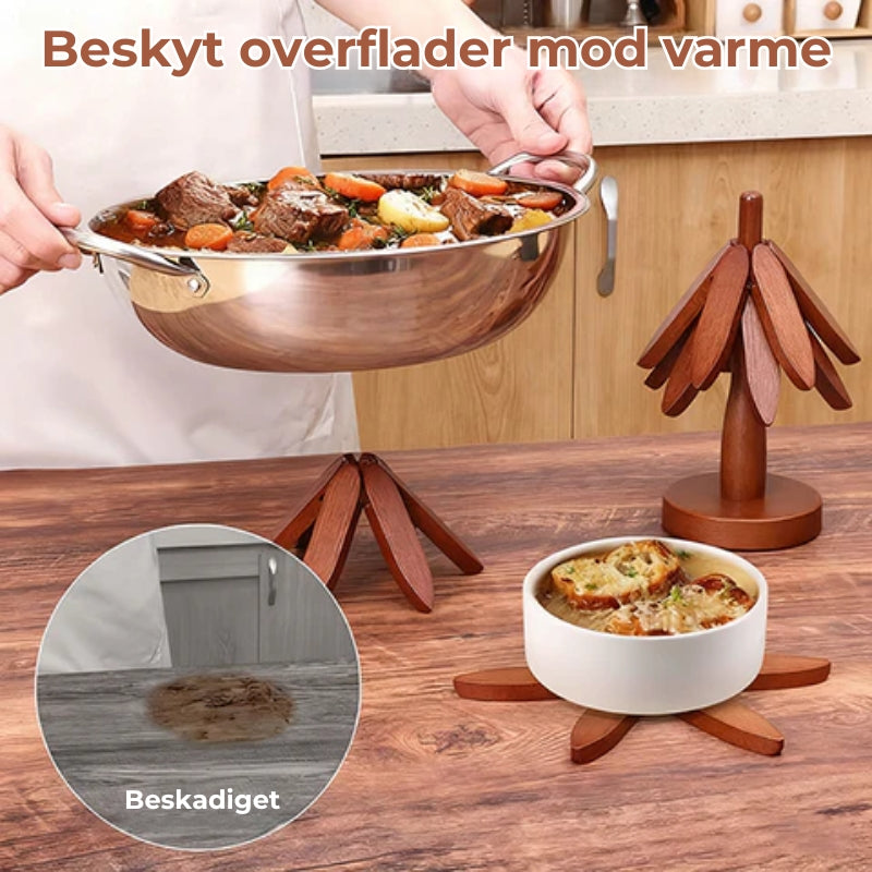 Smukke, håndlavede underlag i varmebestandigt træ