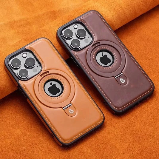 Luksus læder iPhone Cover med indbygget stativ