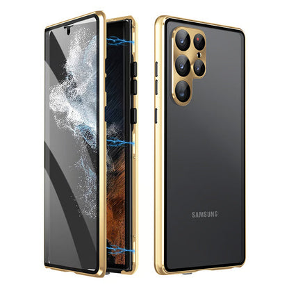 🔥 Magnetisk cover til Samsung mobil med dobbeltsidet hærdet glas