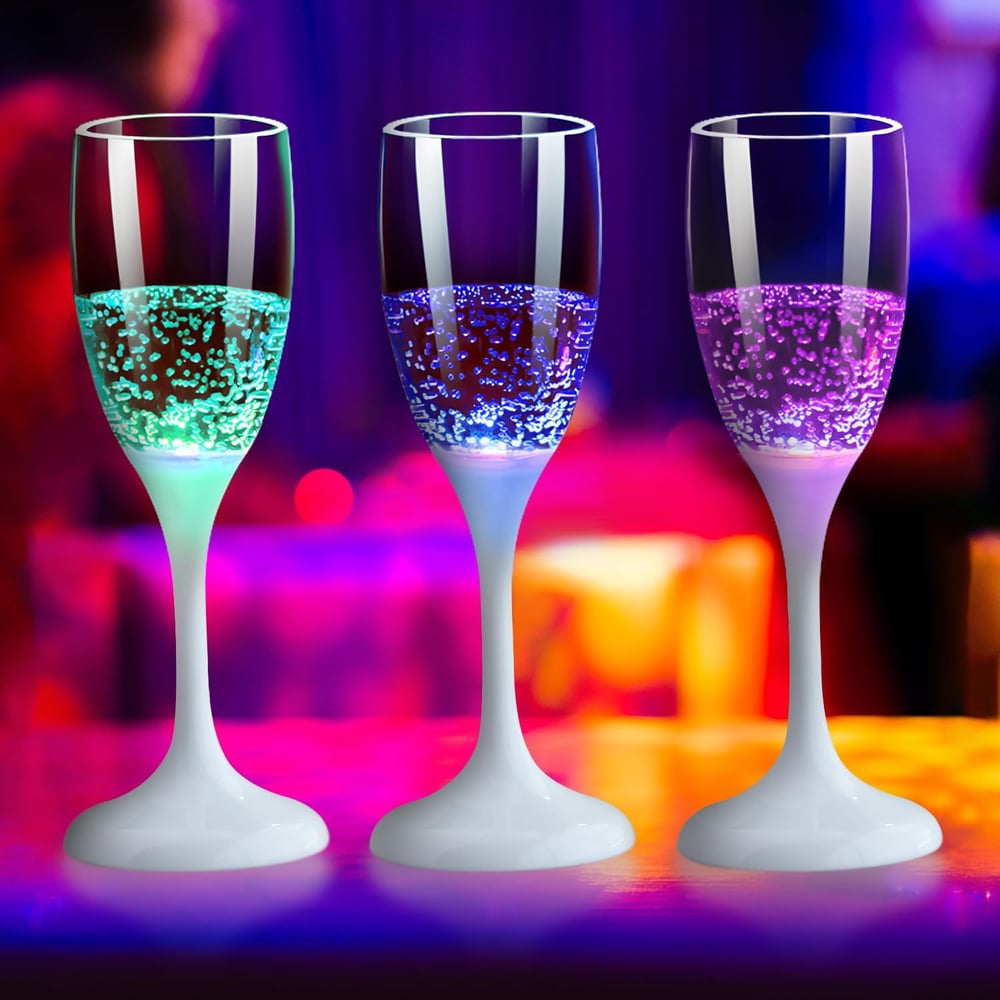 LED-belyste glas til vin og champagne