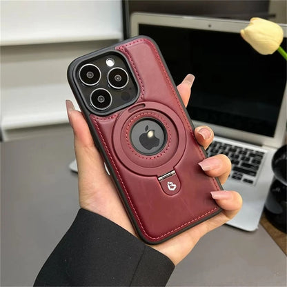 Luksus læder iPhone Cover med indbygget stativ