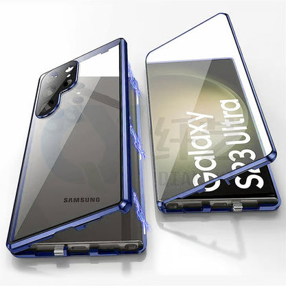 🔥 Magnetisk cover til Samsung mobil med dobbeltsidet hærdet glas