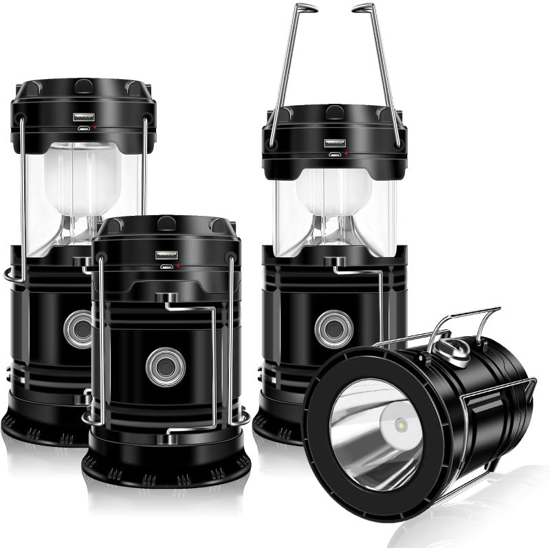 Solenergi + USB-campinglygte og -lommelygte