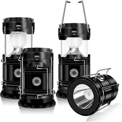 Solenergi + USB-campinglygte og -lommelygte