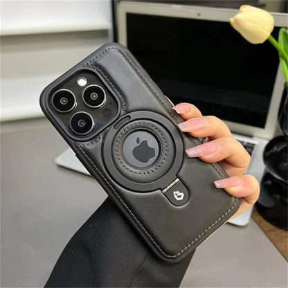 Luksus læder iPhone Cover med indbygget stativ