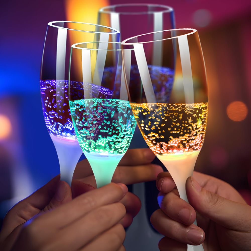 LED-belyste glas til vin og champagne