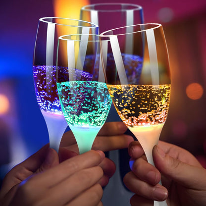 LED-belyste glas til vin og champagne
