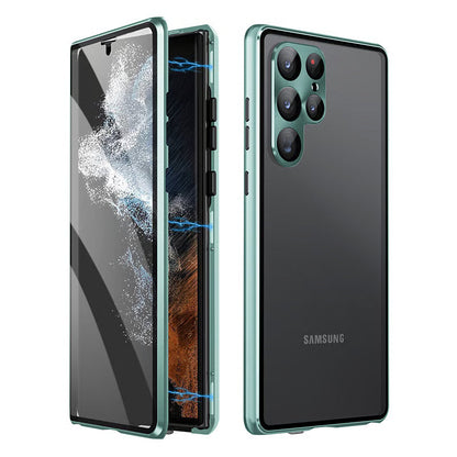🔥 Magnetisk cover til Samsung mobil med dobbeltsidet hærdet glas