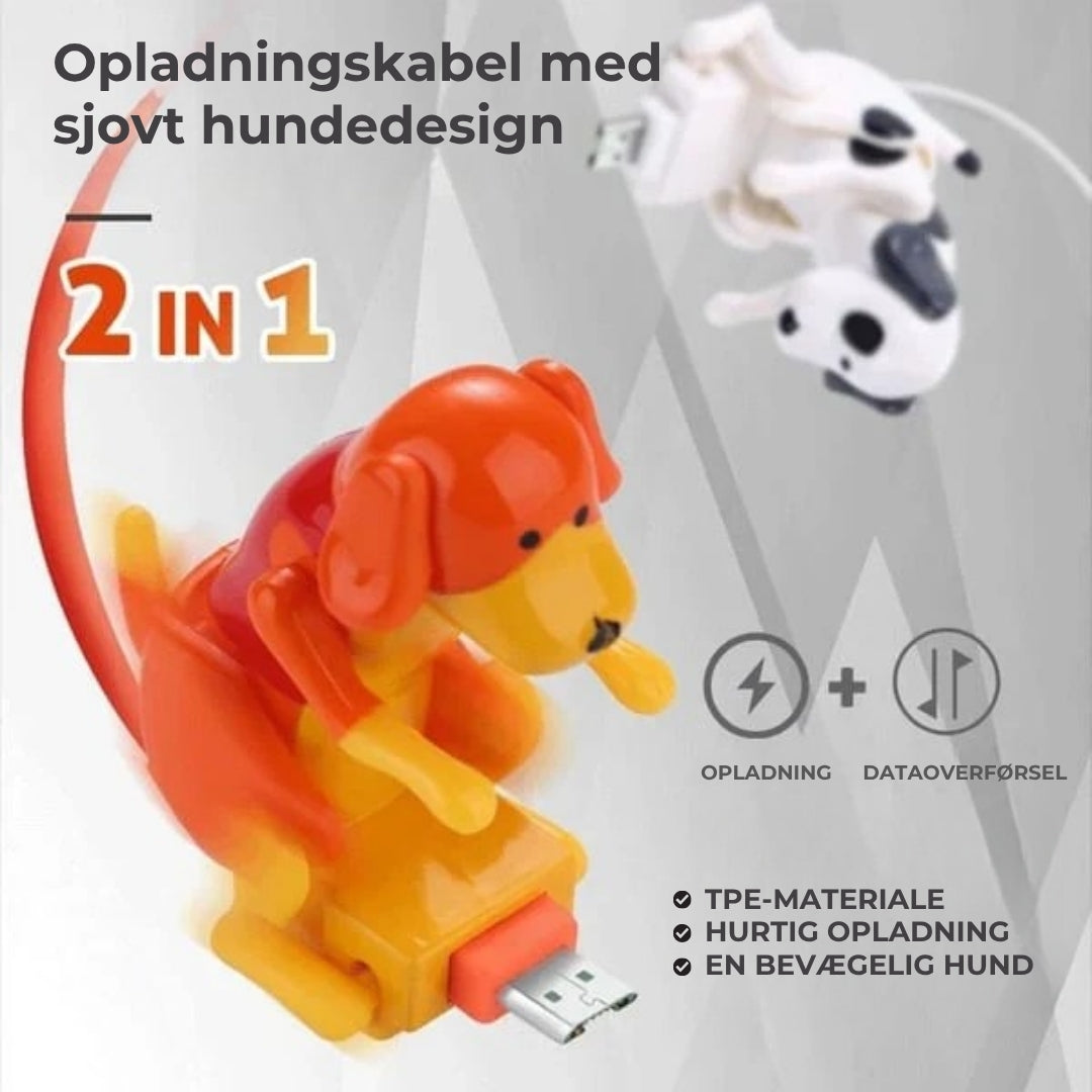 Sjovt opladerkabel med hundedesign