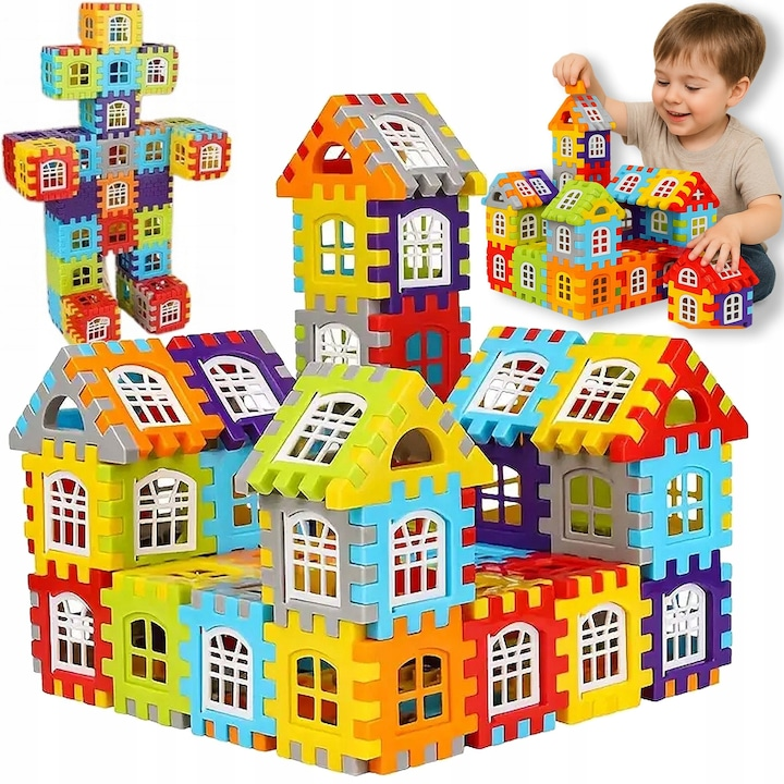 BlocksyTown™ – Magnetisk byggesæt med 320 dele, inklusive vinduer og døre