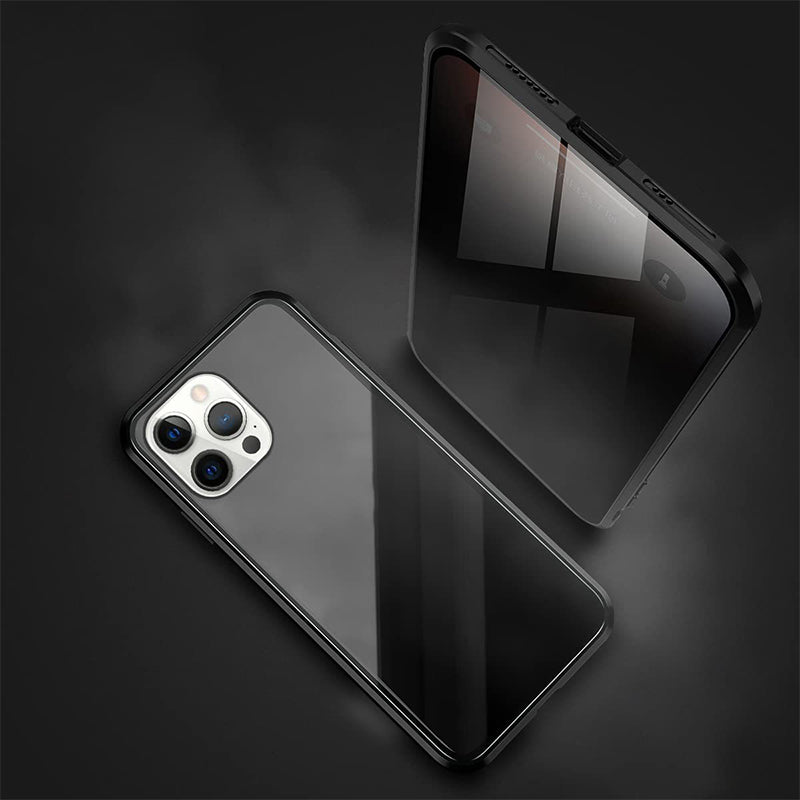 Dobbeltsidet iPhone Magnetic hærdet glas fuldt beskyttende etui
