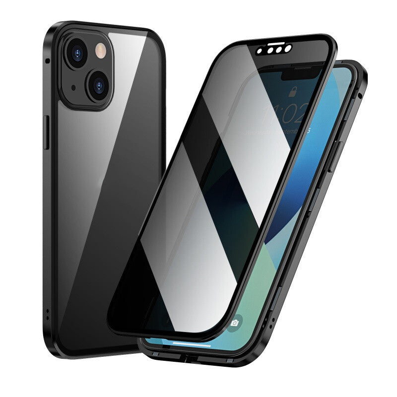 Dobbeltsidet iPhone Magnetic hærdet glas fuldt beskyttende etui