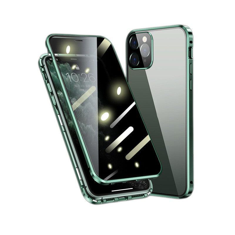 Dobbeltsidet iPhone Magnetic hærdet glas fuldt beskyttende etui